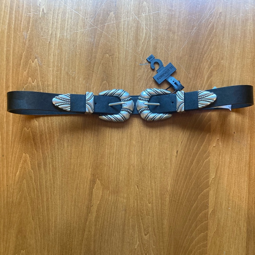 Black Belt with Patterned Buckles